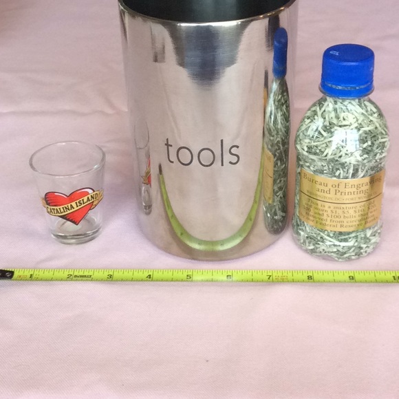 FINAL SALE PRICE Metal Tool Caddy, Shot Glass & Money in a Bottle - Picture 2 of 8